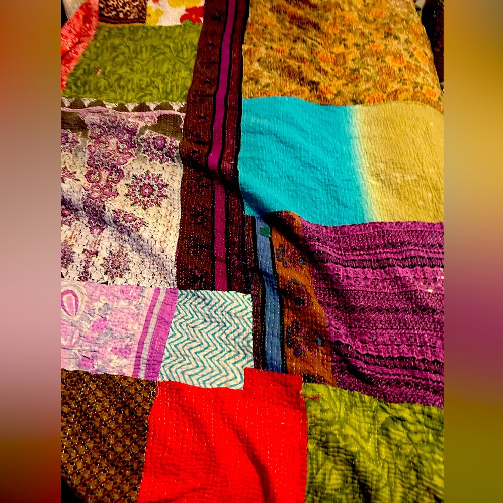 Kantha Quilt, Vintage OOAK FULL SIZE HANDMADE